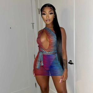 Colorful Mini Mesh Dress